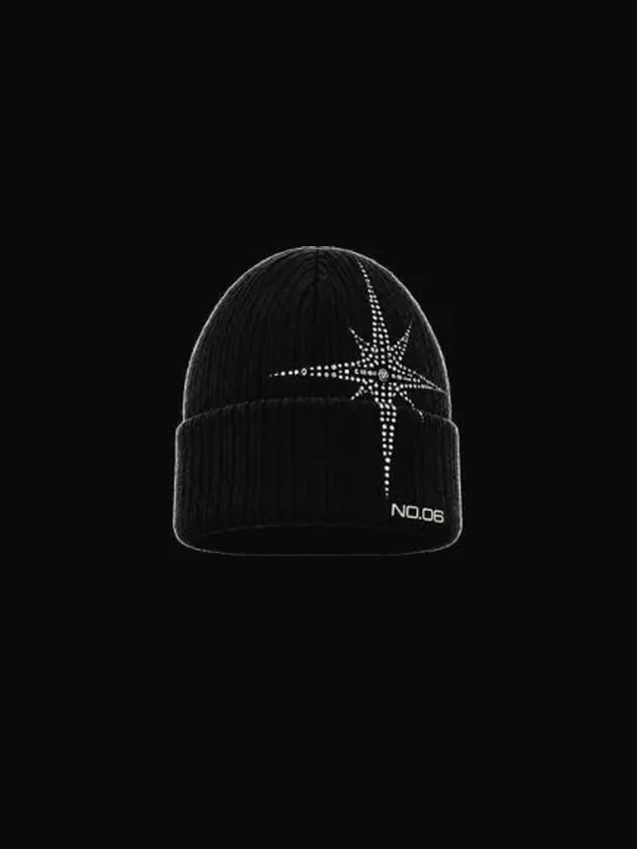 Star Beanie, Black, front